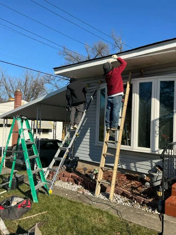 Restoration crew performing exterior repair in Danville